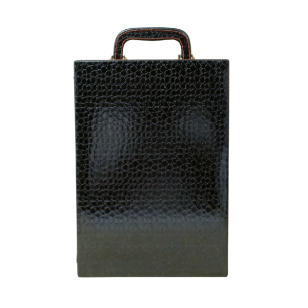 3 Glass Wine Box Croco Black - Image 4