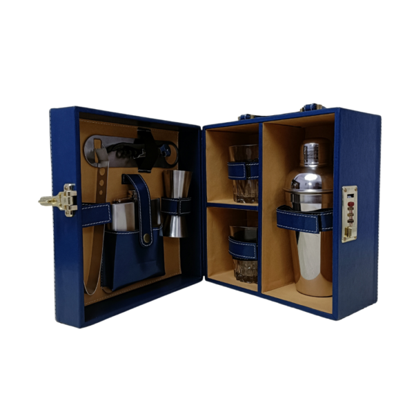 2 Glass Wine Box Navy Blue