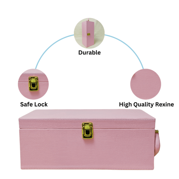 Elegant Single Bottle Wine Box - Baby Pink Croco Style Leatherette | Wine Gift Box Manufacturer & Wholesaler - Image 2