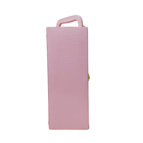 Elegant Single Bottle Wine Box - Baby Pink Croco Style Leatherette | Wine Gift Box Manufacturer & Wholesaler - Image 4