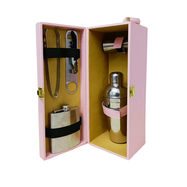Elegant Single Bottle Wine Box - Baby Pink Croco Style Leatherette | Wine Gift Box Manufacturer & Wholesaler
