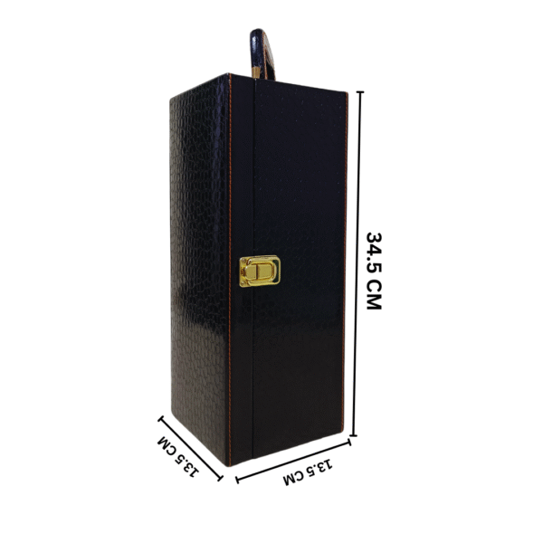 Single Bottle Wine Box - Black Croco Style Leatherette | Wine Gift Box Manufacturer & Wholesaler - Image 3