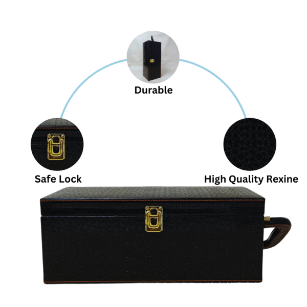 Single Bottle Wine Box - Black Croco Style Leatherette | Wine Gift Box Manufacturer & Wholesaler - Image 6