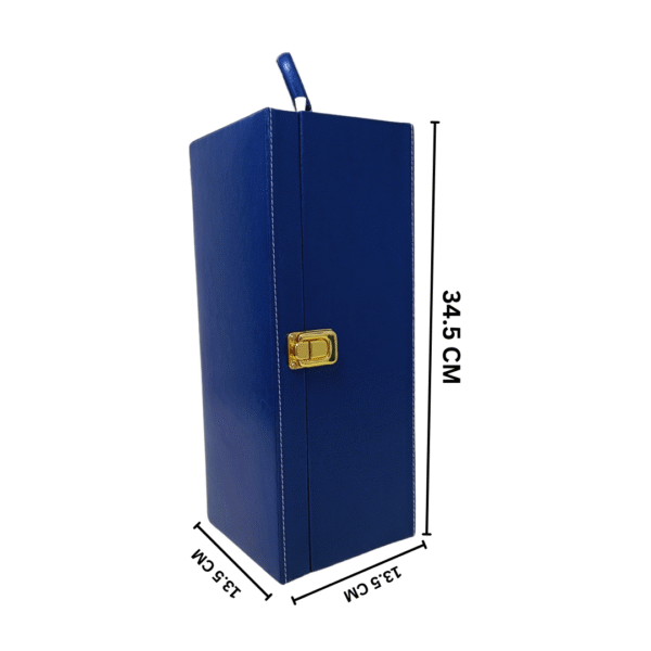 Premium Single Bottle Wine Box - Navy Blue Plain Leatherette | Wine Gift Box Manufacturer & Wholesaler - Image 3