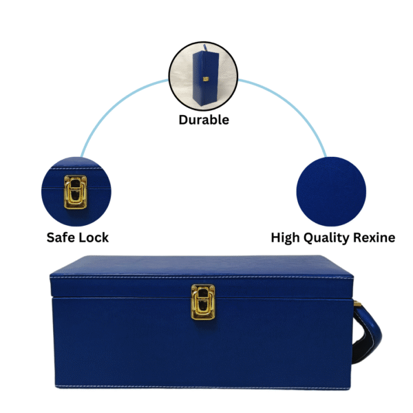 Premium Single Bottle Wine Box - Navy Blue Plain Leatherette | Wine Gift Box Manufacturer & Wholesaler - Image 6