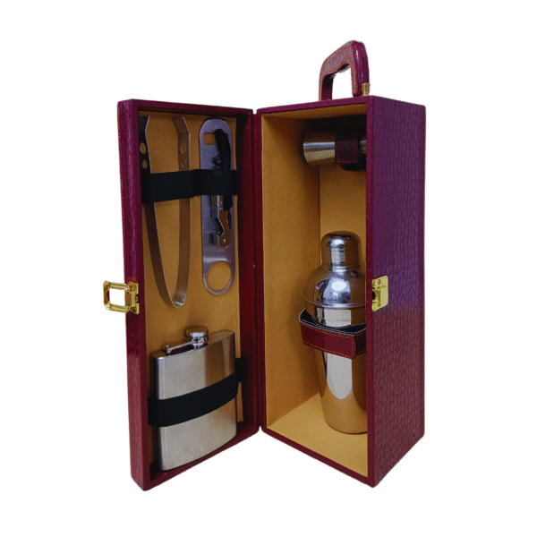 Premium Single Bottle Wine Box - Cherry Croco Style Leatherette | Wine Gift Box Manufacturer & Wholesaler