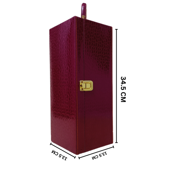 Premium Single Bottle Wine Box - Cherry Croco Style Leatherette | Wine Gift Box Manufacturer & Wholesaler - Image 4
