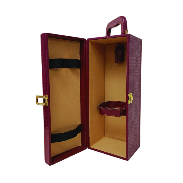 Premium Single Bottle Wine Box - Cherry Croco Style Leatherette | Wine Gift Box Manufacturer & Wholesaler - Image 7