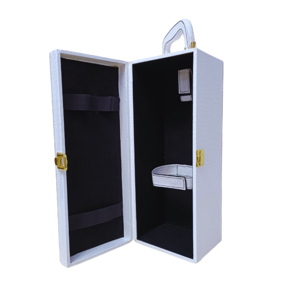 Luxury Single Bottle Wine Box - White Croco Style Leatherette | Wine Gift Box Manufacturer & Wholesaler - Image 2