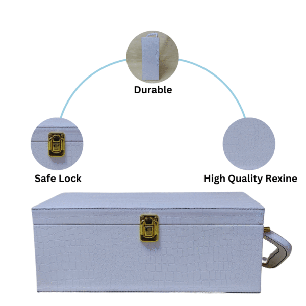Luxury Single Bottle Wine Box - White Croco Style Leatherette | Wine Gift Box Manufacturer & Wholesaler - Image 6