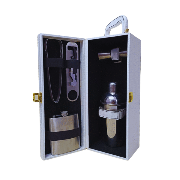 Luxury Single Bottle Wine Box - White Croco Style Leatherette | Wine Gift Box Manufacturer & Wholesaler
