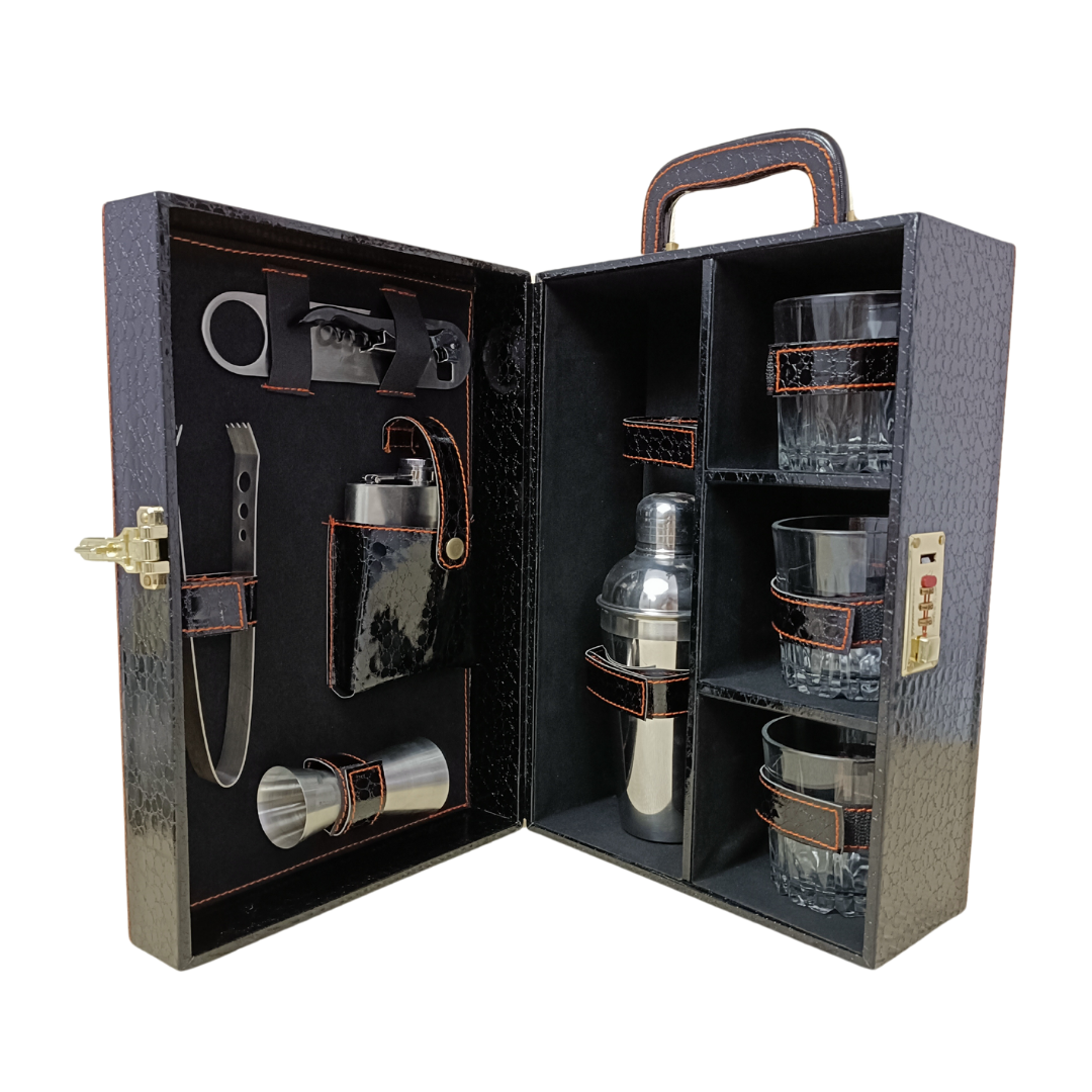 Croco Black 3-Glass Wine Box