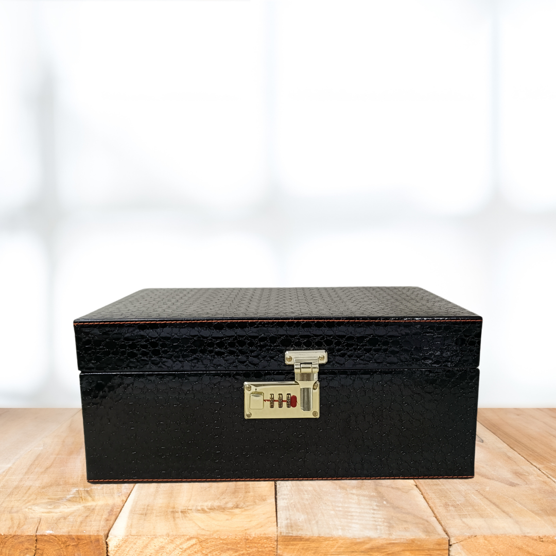 Croco Black 3-Glass Wine Box - Image 5