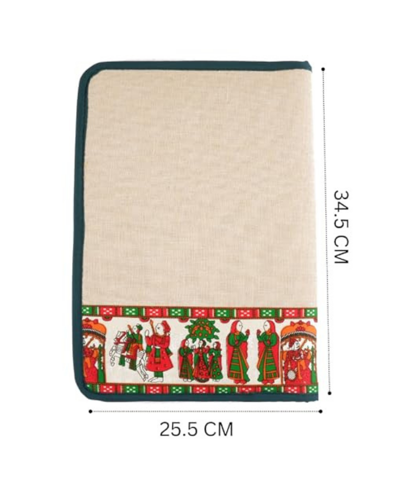 BusiBug A4 Jute Zipper File Folder | Eco-Friendly Conference & Interview Portfolio | Professional Document & Certificate Organizer for Meetings & Seminars (Beige-Green) - Image 3