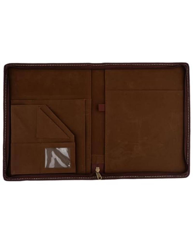 BusiBug A4 Jute Zipper File Folder | Eco-Friendly Professional Conference & Interview Portfolio | Certificate & Document Organizer for Meetings & Seminars (Coffee-Brown) - Image 3