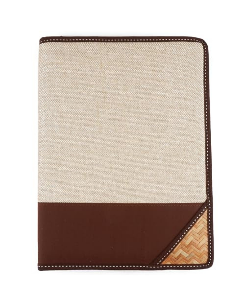 BusiBug A4 Jute Zipper File Folder | Eco-Friendly Professional Conference & Interview Portfolio | Certificate & Document Organizer for Meetings & Seminars (Coffee-Brown)