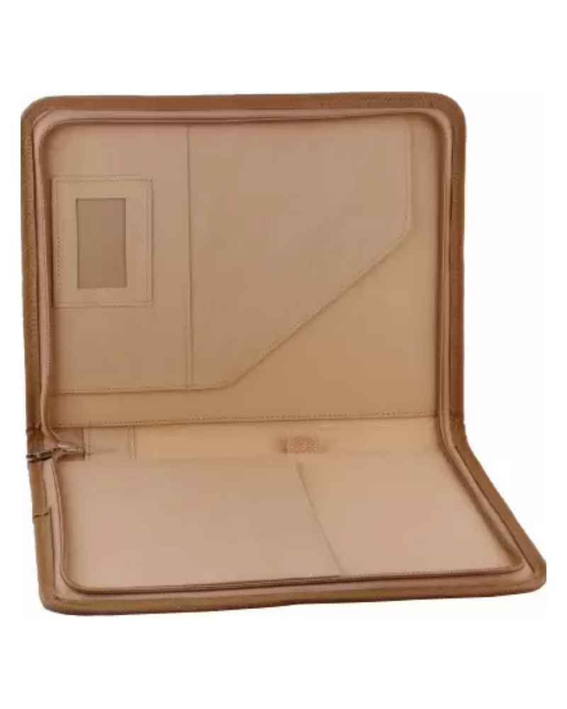 BusiBug A4 Jute Zipper File Folder | Eco-Friendly Professional Document & Certificate Organizer | Conference, Seminar & Interview Portfolio for Corporate Use (Off-White) - Image 2