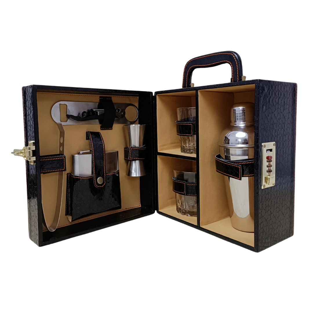 BB407 Black 2 Glass Wine Box – Premium Wine Gifting Set by BUSIBUG