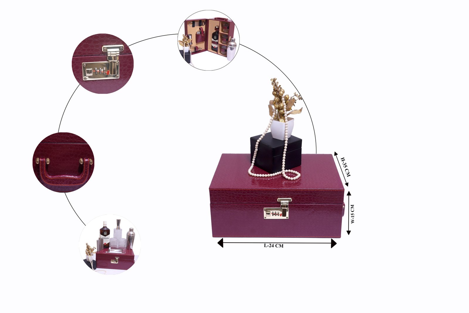 BB402 Cherry 3 Glass Wine Box Manufacturer - Image 5