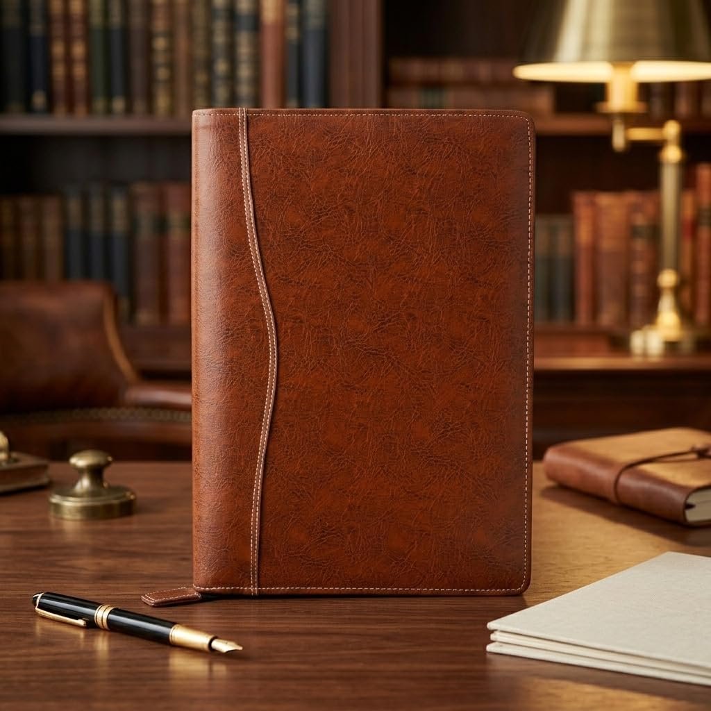 Brown PU Faux Leather Deluxe B4 Size Document Holder 20 Leafs Zipper File Folder Organizer for Certificates, Marksheets, Degrees, Important Papers - Image 4