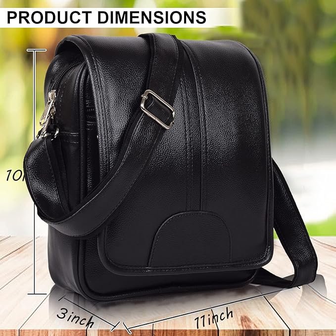Black PU Leather Sling Bag for Men & Women – 7L Crossbody Shoulder Bag | Stylish Messenger Bag for Travel, Office, Business & Daily Use (Copy) - Image 5