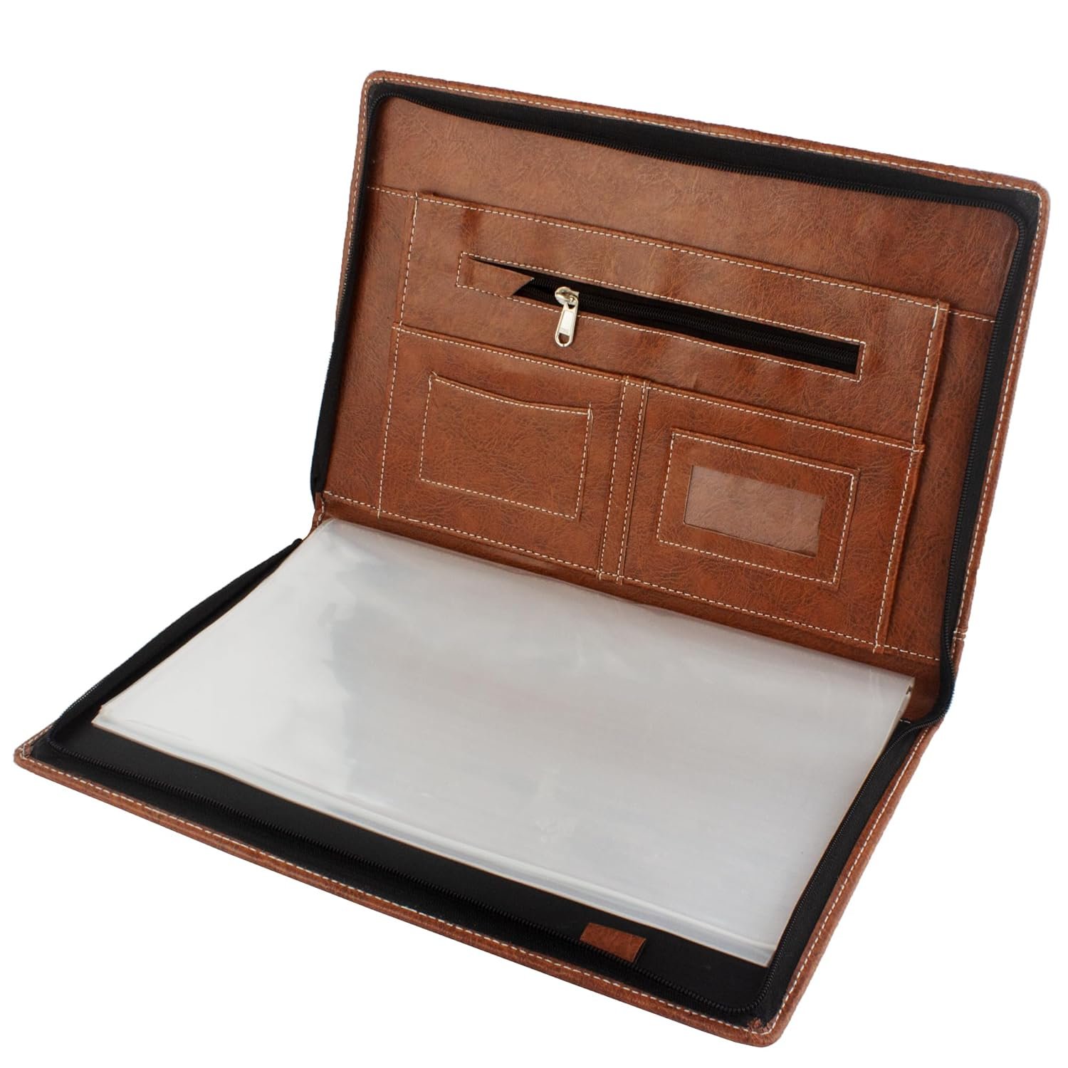 Brown PU Faux Leather Deluxe B4 Size Document Holder 20 Leafs Zipper File Folder Organizer for Certificates, Marksheets, Degrees, Important Papers - Image 8