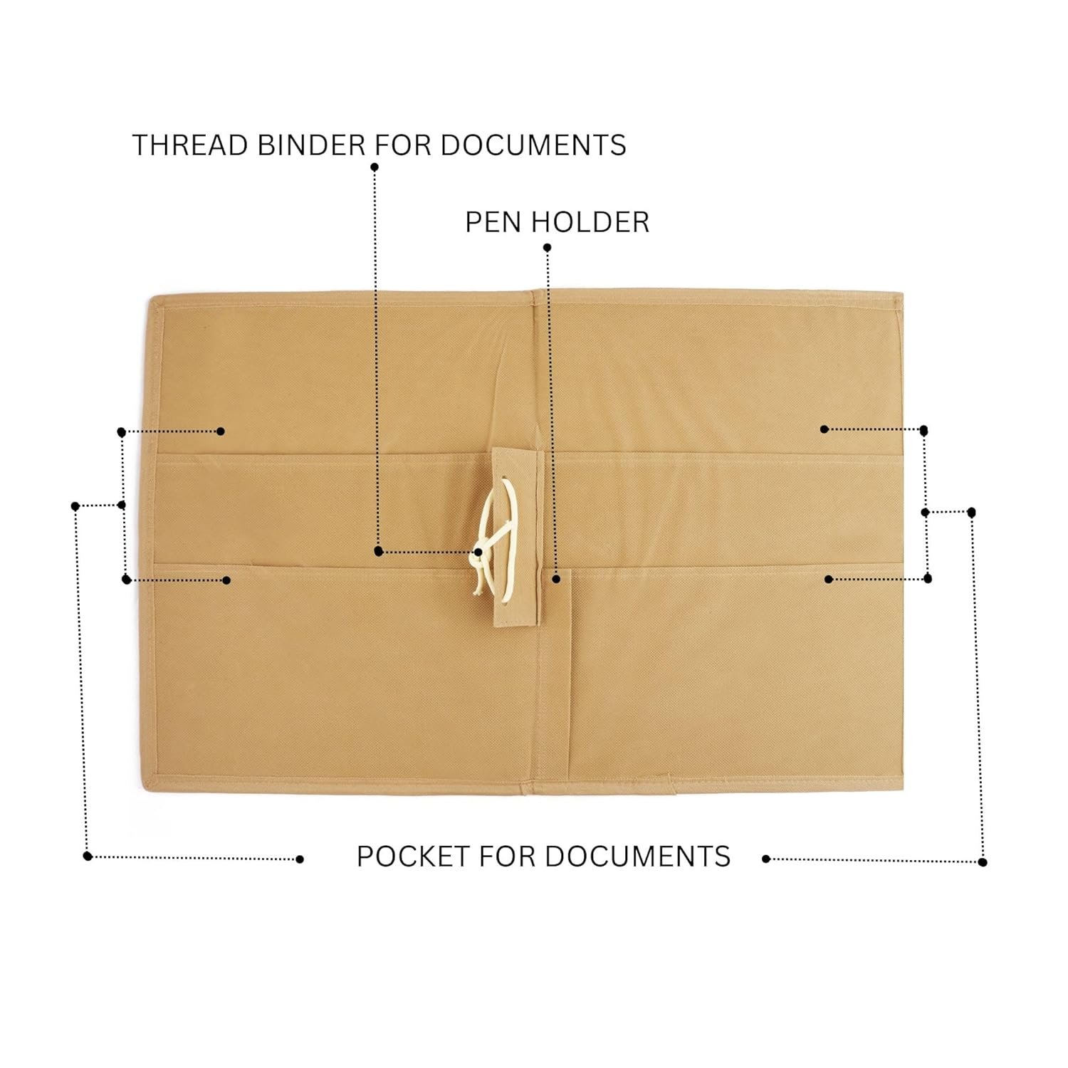 Green A4 Jute Professional File Folder Document Elastic Loop Organizer for Certificates, Document Holder, Jute File Folder - Image 3