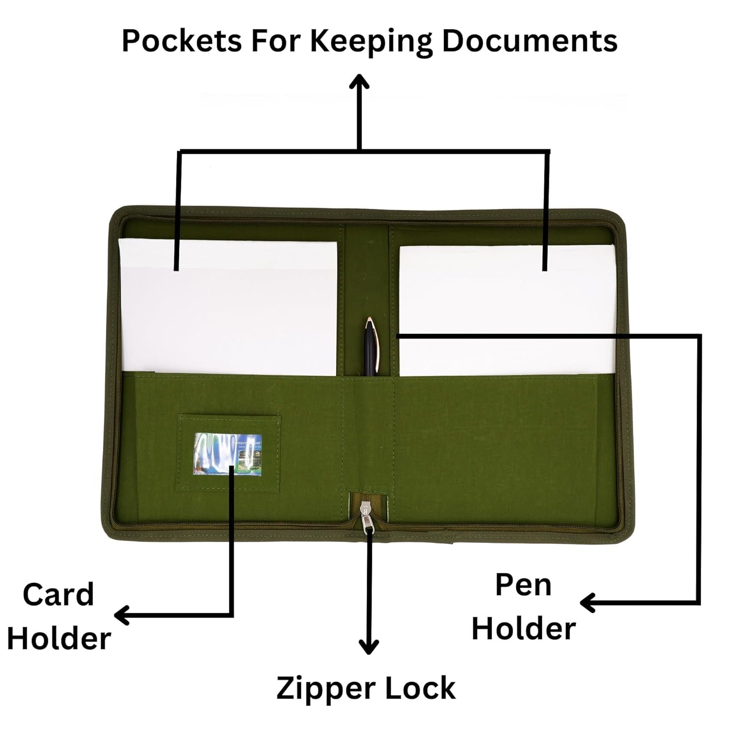 MultiColour A4 Jute Professional File Folder Document Zipper Organizer for Certificates, Document Holder, Jute File Folder - Image 4