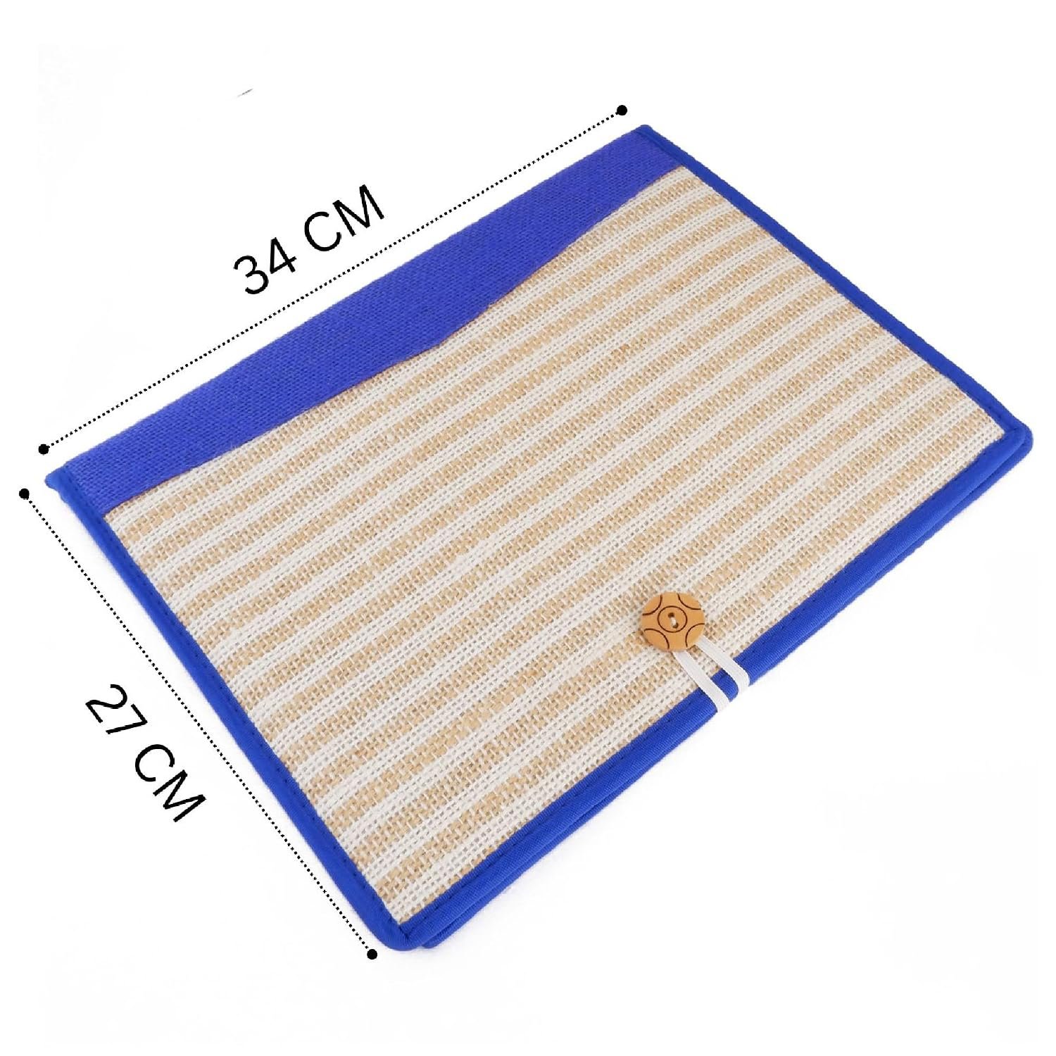 Beige-Blue A4 Jute Professional File Folder Document Elastic Loop Organizer for Certificates, Document Holder, Jute File Folder - Image 7