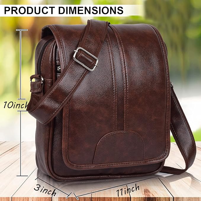 Brown PU Leather Sling Bag for Men & Women – 7L Crossbody Shoulder Bag | Stylish Messenger Bag for Travel, Office, Business & Daily Use - Image 6