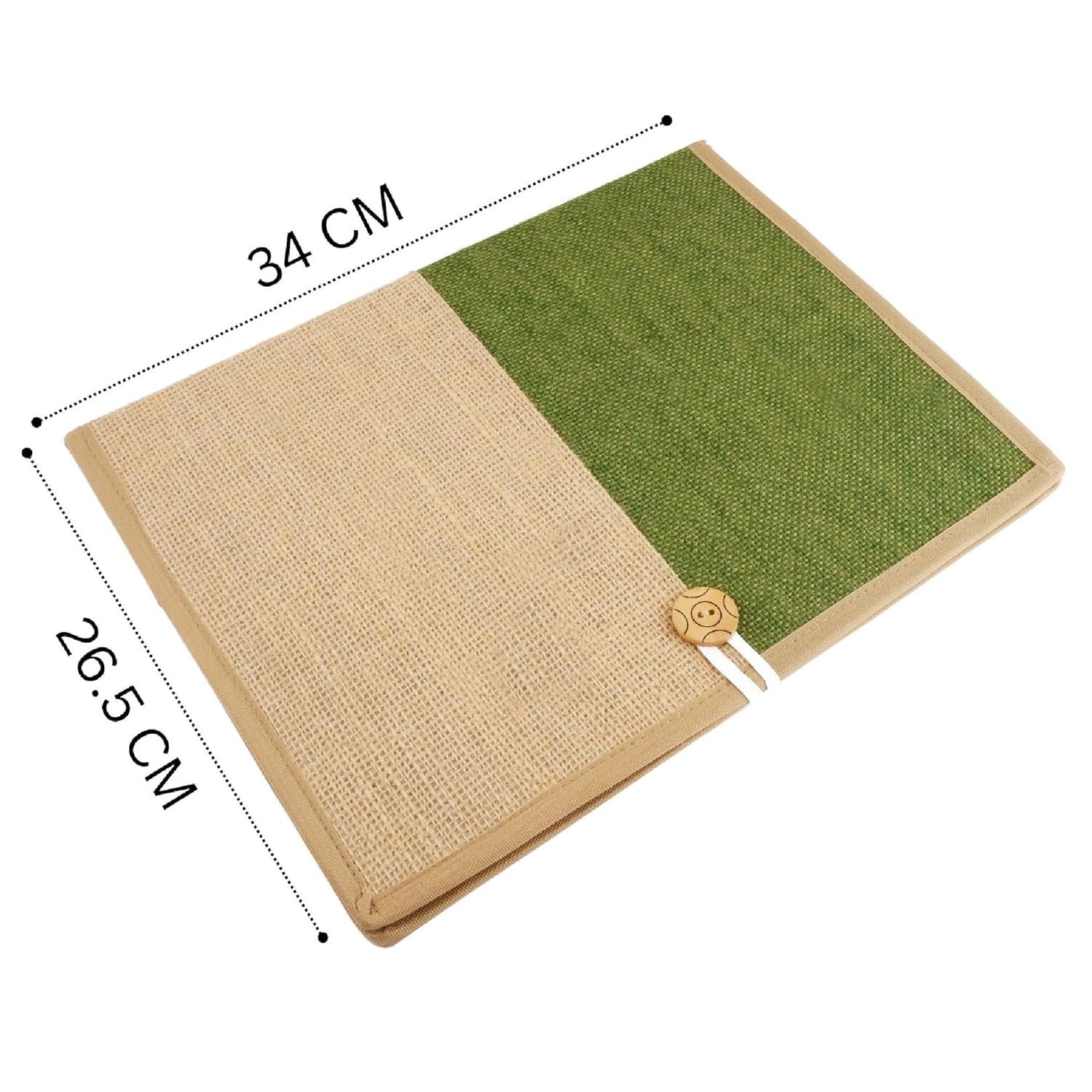 Green A4 Jute Professional File Folder Document Elastic Loop Organizer for Certificates, Document Holder, Jute File Folder - Image 2