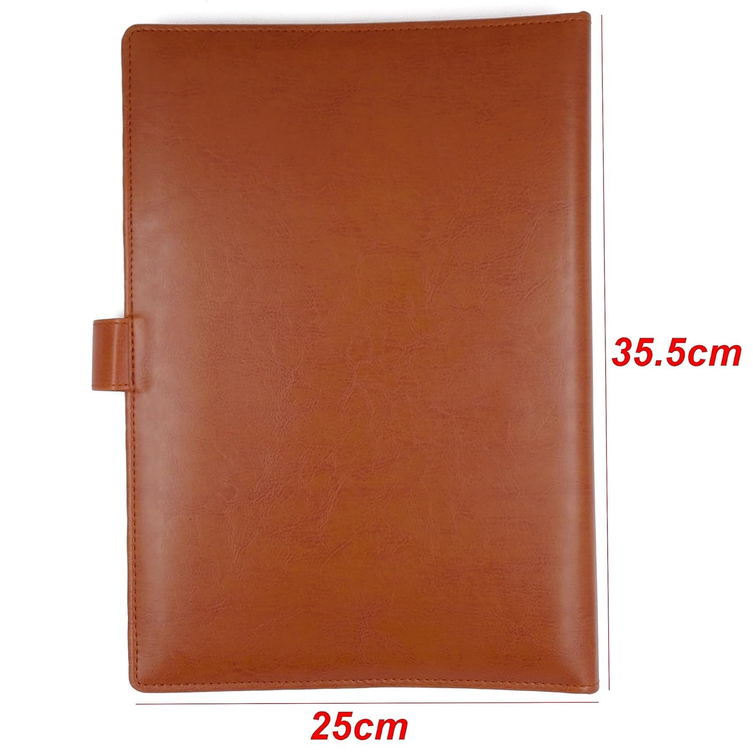 Brown Faux Leather 2 Ring Conference File Folder Multipurpose Magnetic Button Lock Organiser for Meetings, Seminars, Conferences - Image 5
