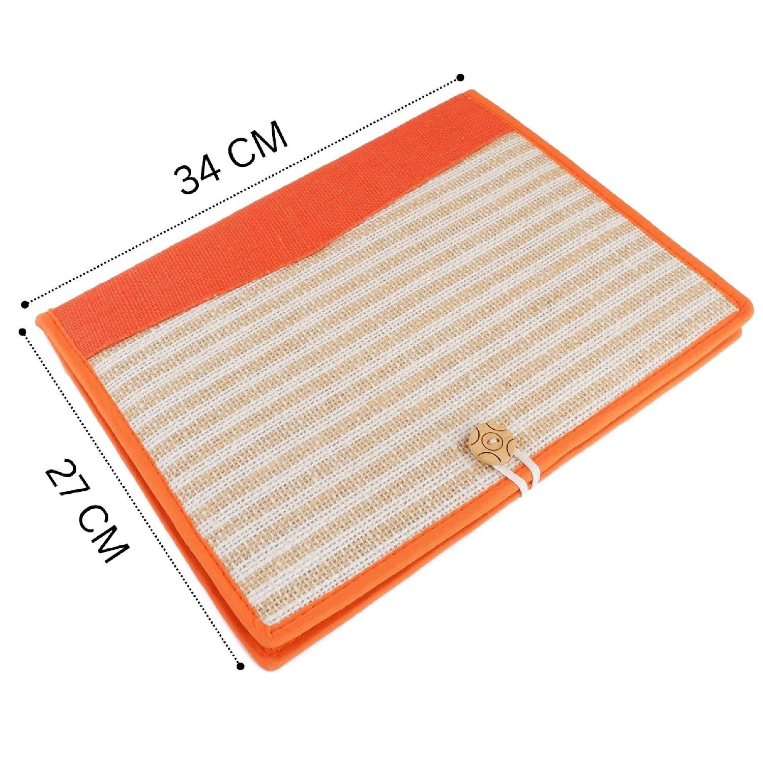 Beige-Orange A4 Jute Professional File Folder Document Elastic Loop Organizer for Certificates, Document Holder, Jute File Folder - Image 6