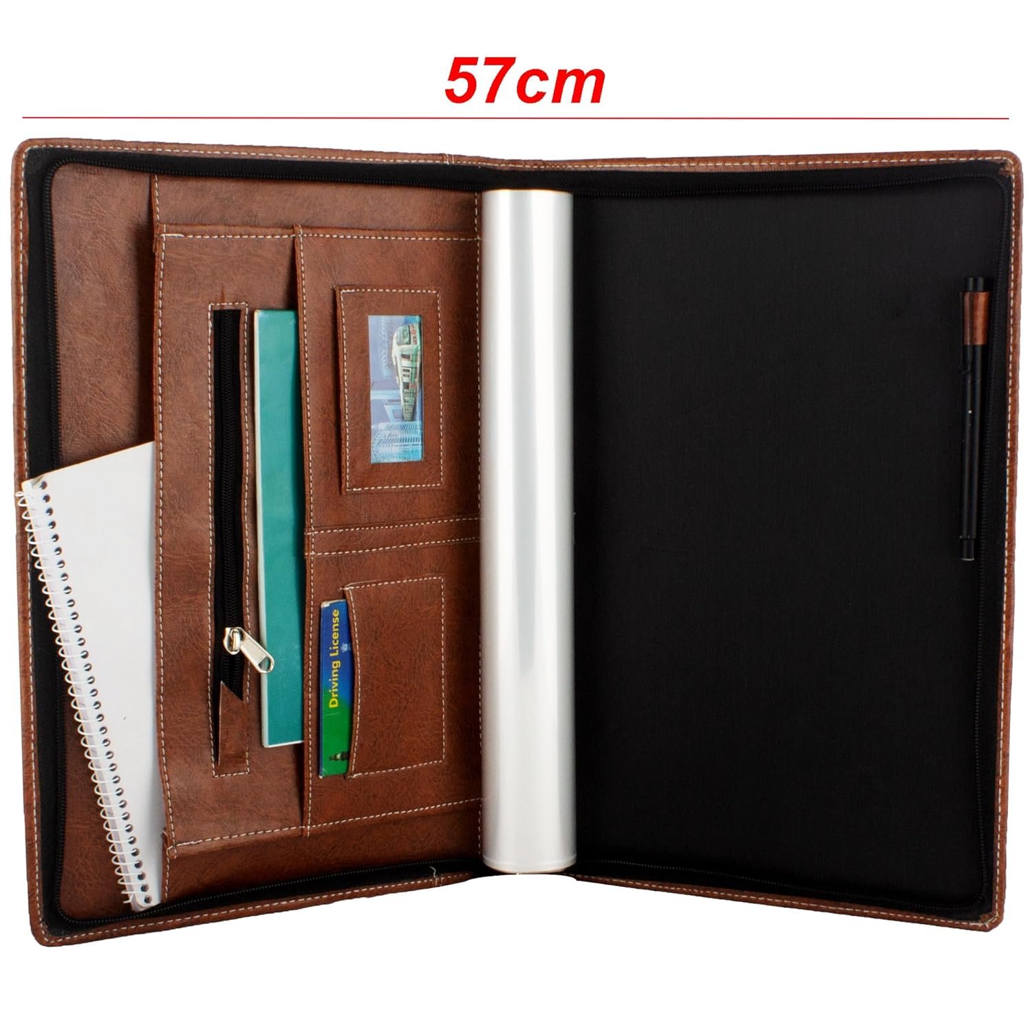 Brown PU Faux Leather Deluxe B4 Size Document Holder 20 Leafs Zipper File Folder Organizer for Certificates, Marksheets, Degrees, Important Papers - Image 6