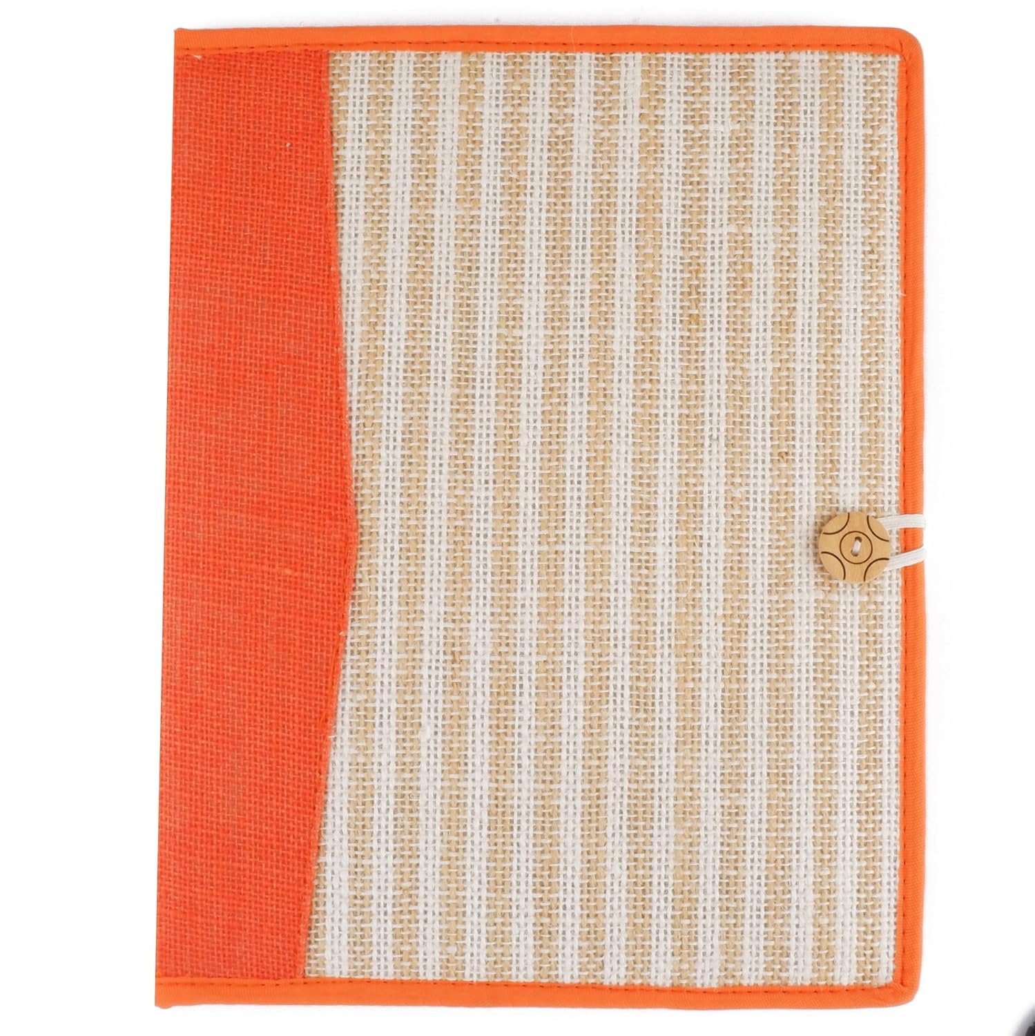Beige-Orange A4 Jute Professional File Folder Document Elastic Loop Organizer for Certificates, Document Holder, Jute File Folder