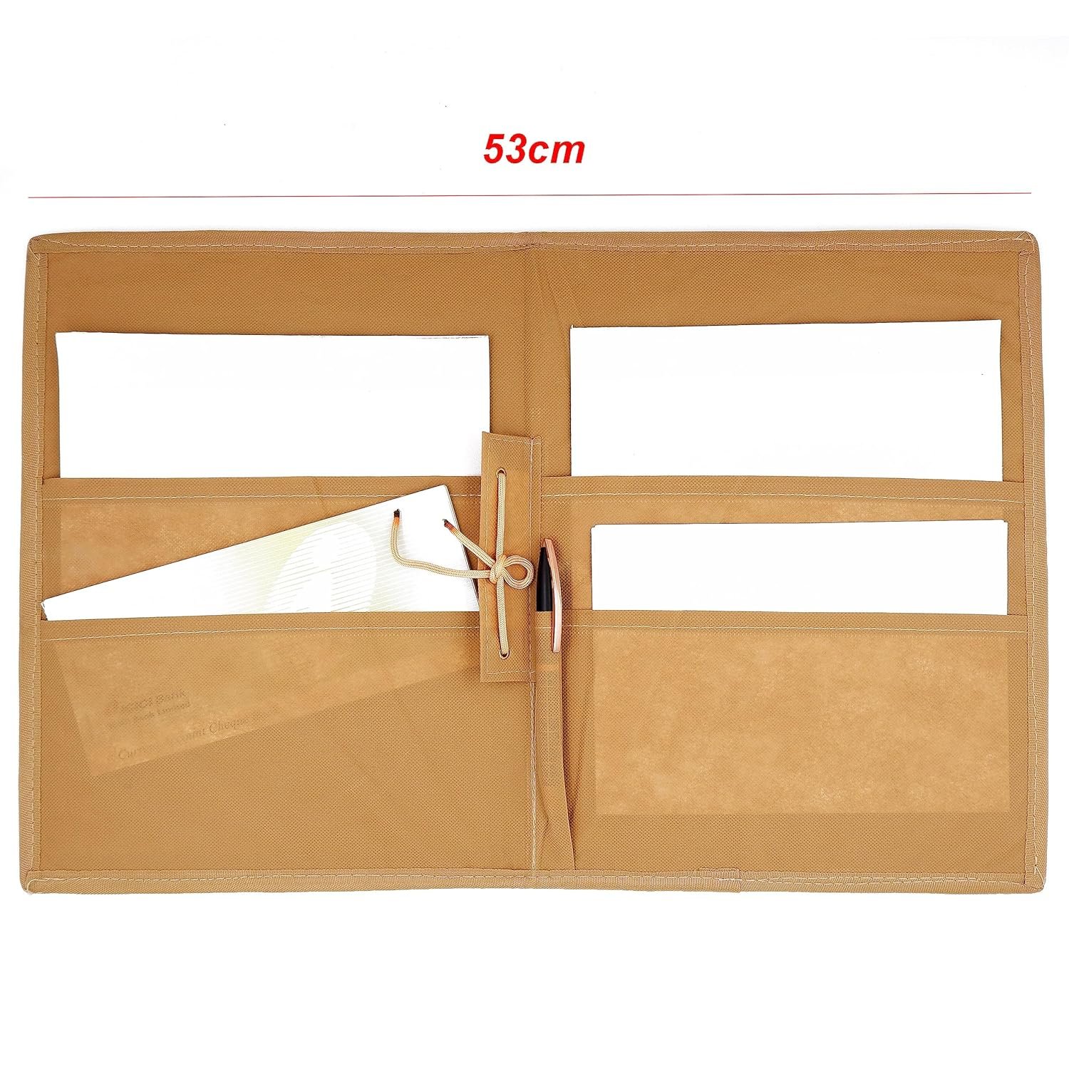 Green A4 Jute Professional File Folder Document Elastic Loop Organizer for Certificates, Document Holder, Jute File Folder - Image 8