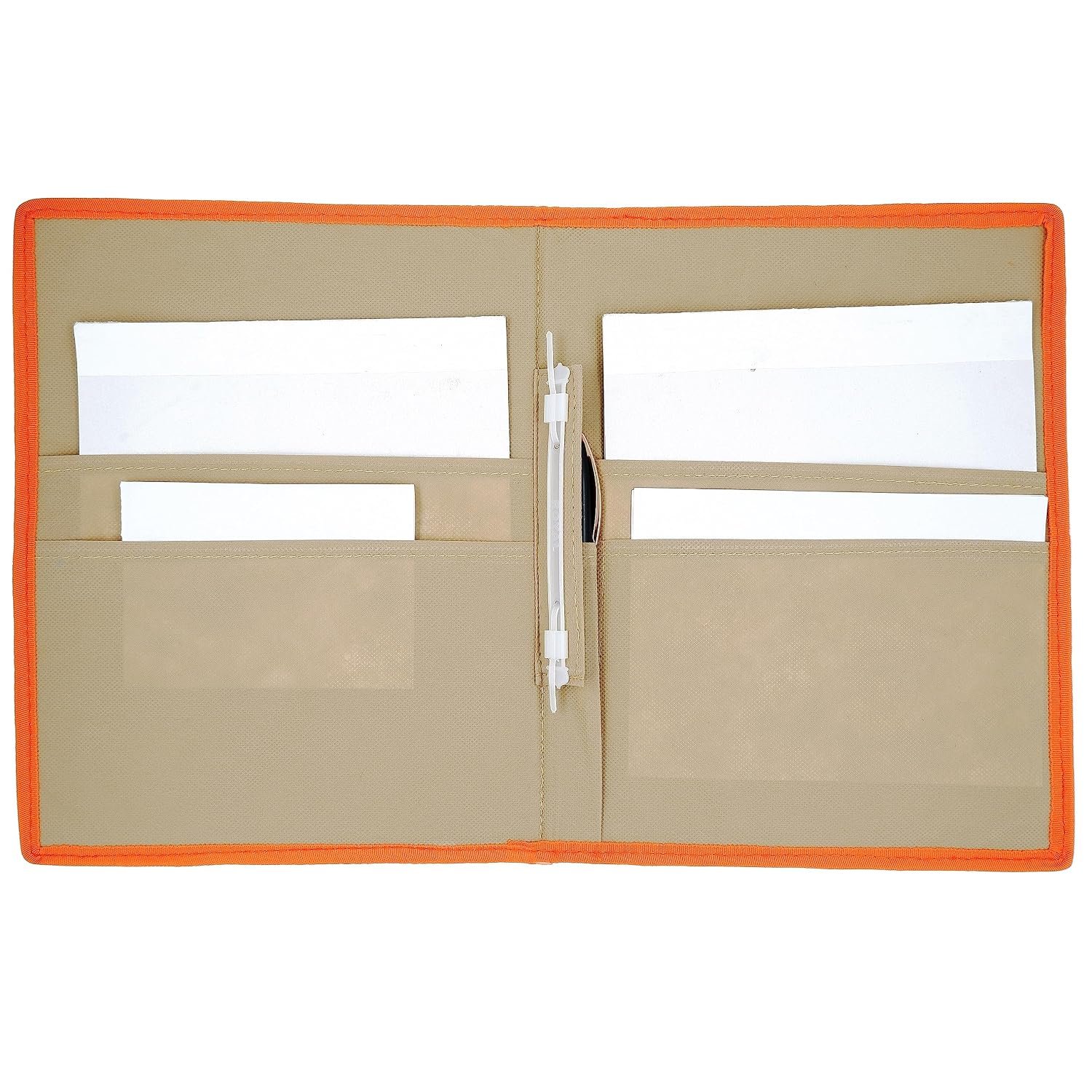 Beige-Orange A4 Jute Professional File Folder Document Elastic Loop Organizer for Certificates, Document Holder, Jute File Folder - Image 3