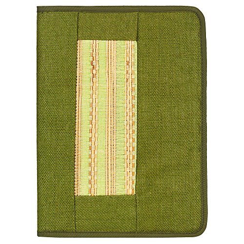 A4 Jute Professional File Folder – Zipper Document Organizer for Meetings & Interviews (Green)