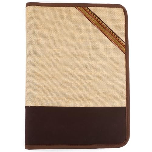 Angled view of the A4 jute file folder showing its length of 34 cm and height of 25 cm.