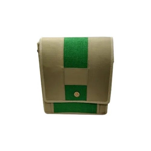 A4 Jute Professional File Folder | Eco-Friendly Document Organizer, Certificate Holder, and Expandable Messenger Briefcase with Adjustable Shoulder Strap and Button Closure for Office and Interviews (Beige & Green) - Image 5